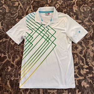 Fila White Polo Shirt with Blue Accents